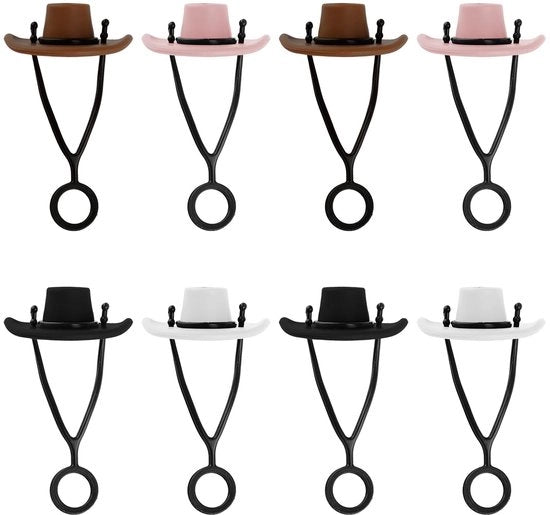 Cowboy cappello in silicone con copricapo di pelliccia, tazza riutilizzabile, cappuccio in tessuto, adatto per decorazioni per bicchieri di plastica (colori)