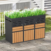 Armadio da esterno 2 in 1 con fioriera integrata 199x80x128 cm; in metallo grigio