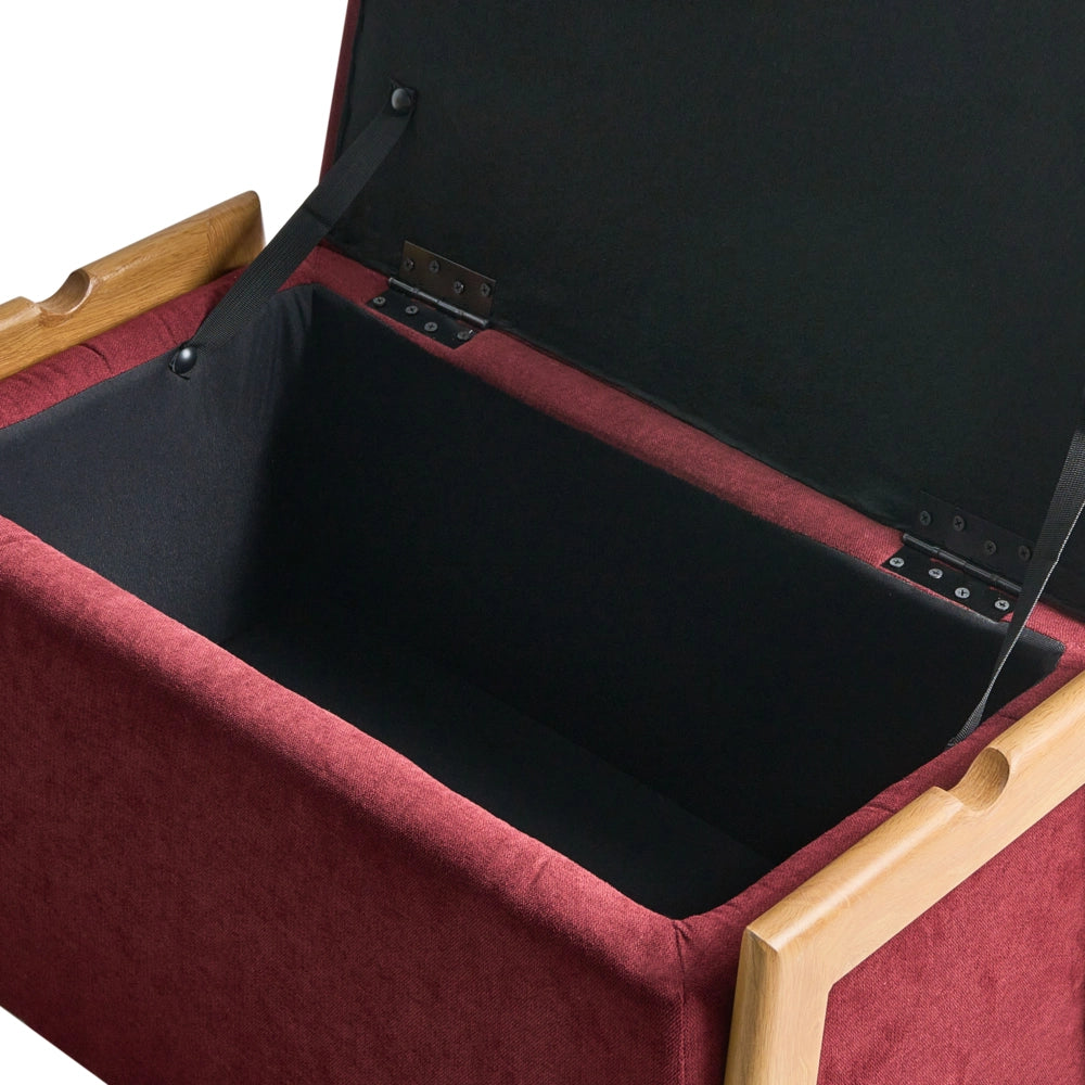 Panca stile moderno e glamour per camera da letto e soggiorno Rivestimento in tessuto contenitore bordeaux