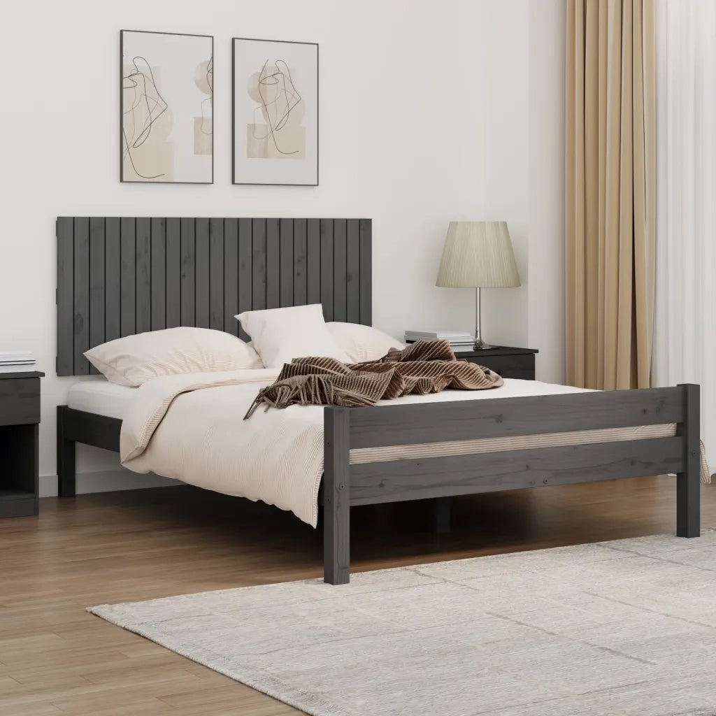 Testiera da Parete Grigia 140x3x60 cm in Legno Massello di Pino 824870