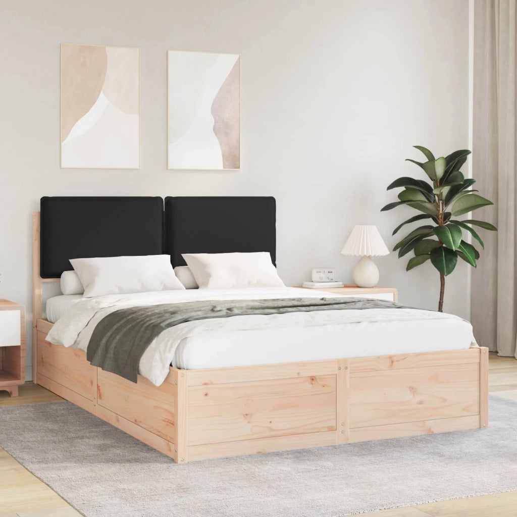 Letto con Testiera Rivestita Nero 150 x 200 cm Pino massello 3398121