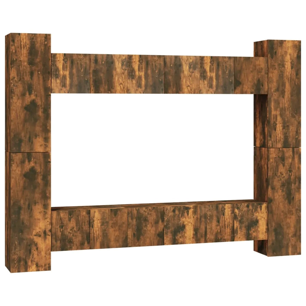 Set Mobili Porta TV 10 pz Rovere Fumo in Legno Multistrato cod mxl 20296