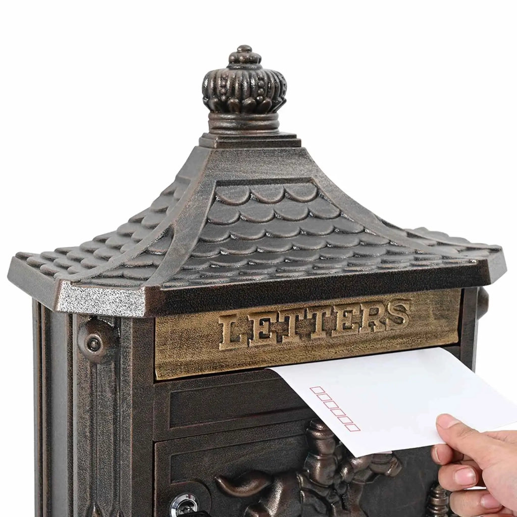Cassetta Postale da Muro con porta Bronzo 40,5 x 16 x 45 cm 42023503