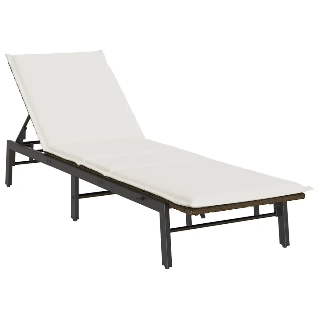 Lettino Prendisole | Sdraio da giardino | Lettino da sole con Cuscino Marrone in Polyrattan