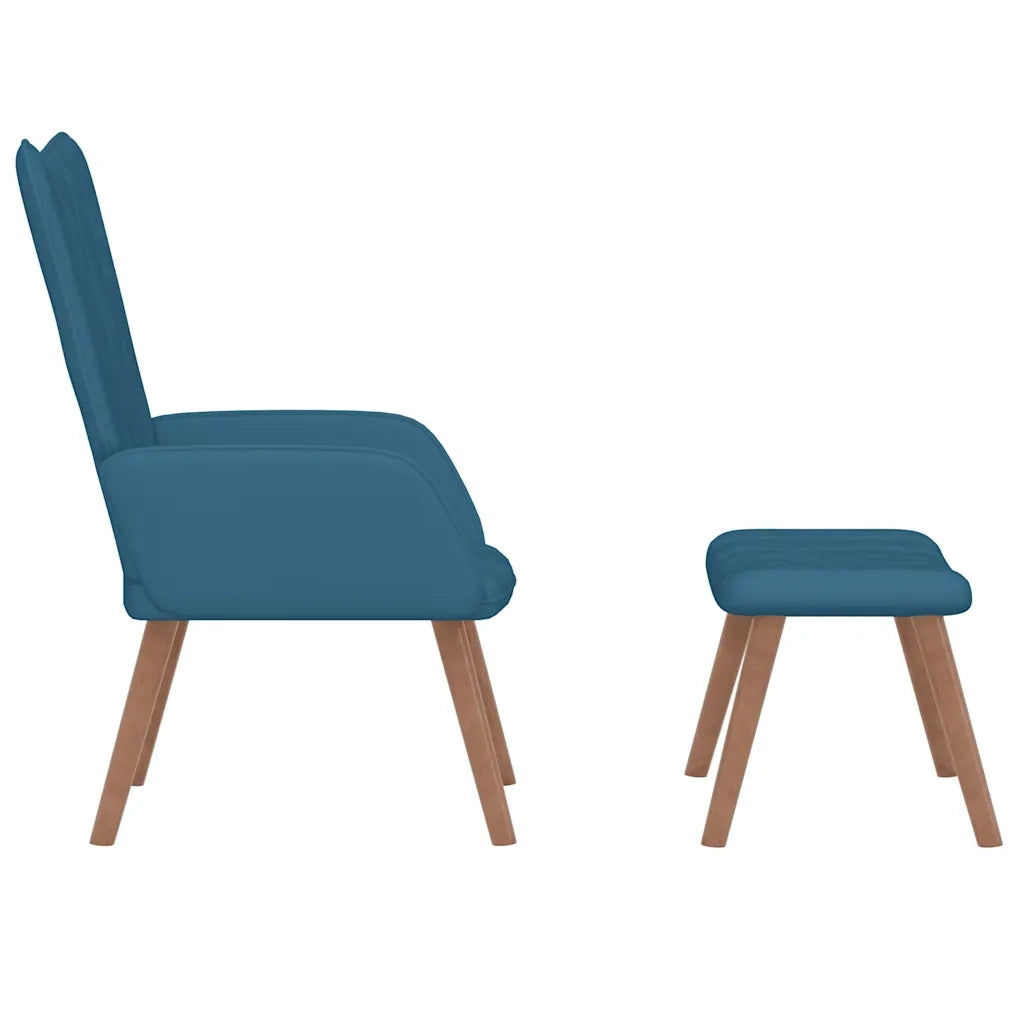 Poltrona Relax con Poggiapiedi Blu in Velluto 327676