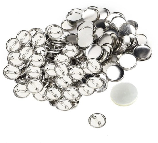 Etichette per Badge 100 pezzi - Ombrellino per Badge - Coperchio Pianeggiante - Spilla di Sicurezza - Leggero - Acciaio Inossidabile - Ideale per Fai da Te - Badge