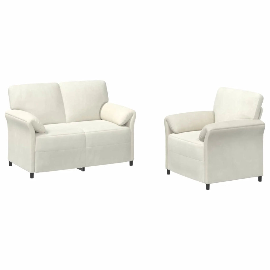 Set di divani 2 pz Crema Velluto 3424893