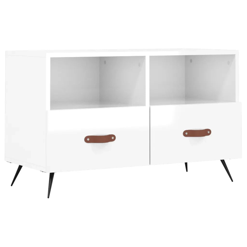 Mobile Porta TV-Mobile per TV-Credenza TV Bianco Lucido 80x36x50 cm in Legno Multistrato 516119