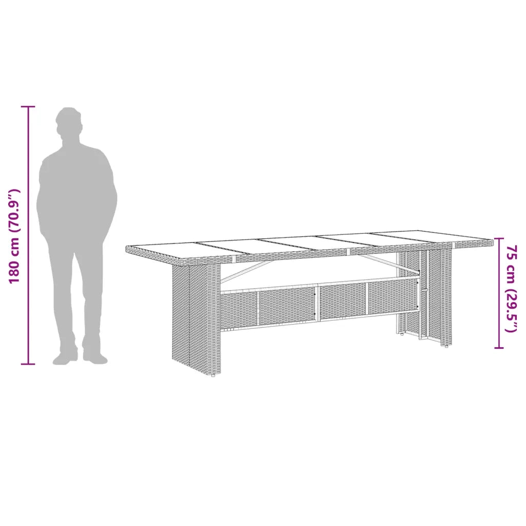 Set da Pranzo da Giardino 7 pz Nero con Cuscini in Polyrattan