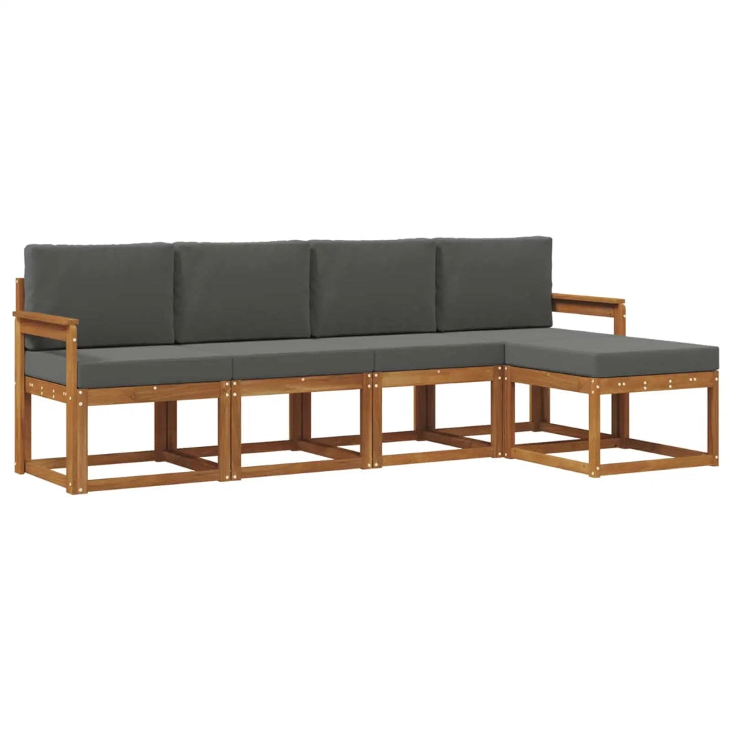 Set di divani da esterno con cuscino 5 pcs Naturale e Antracite