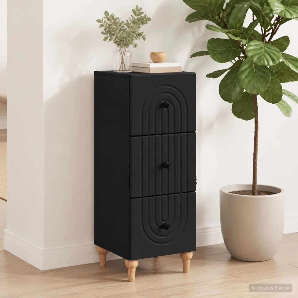 Mobile con Cassetti Nero 33 x 34,5 x 90 cm Legno ingegnerizzato 894156