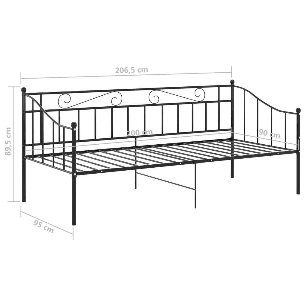 Divano letto-Sofa Letto-Daybed Telaio Nero in Metallo 90x200 cm 661698