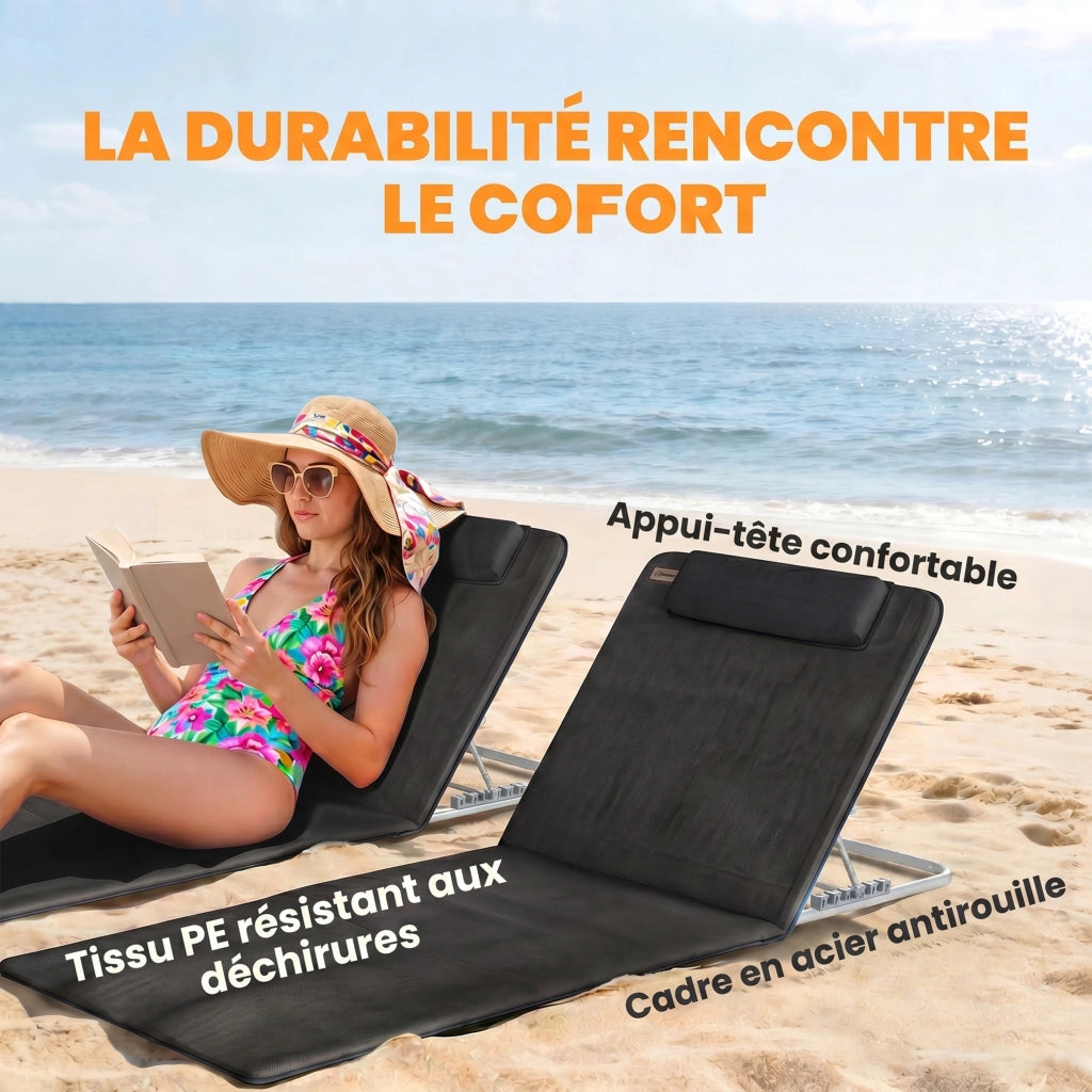 Tappeto da Spiaggia Pieghevole Imbottito ¨C zephmum ¨C Nero 180x60 cm