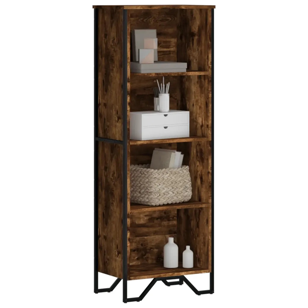 Libreria-Scaffale per Libri-Mobile di Stoccaggio Rovere Fumo 50x31x137,5 cm in Truciolato