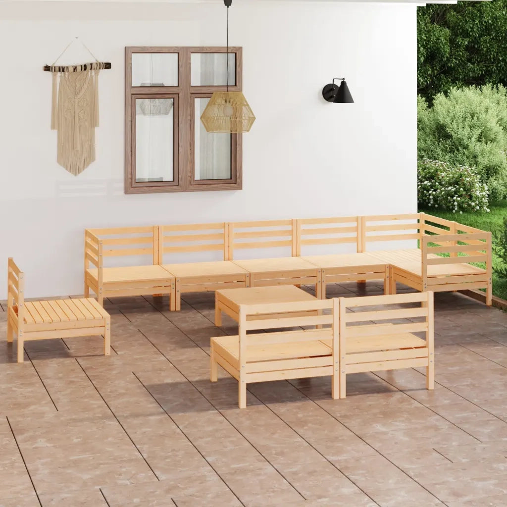 Set Divani da Giardino 10 pz in Legno Massello di Pino cod mxl 36597