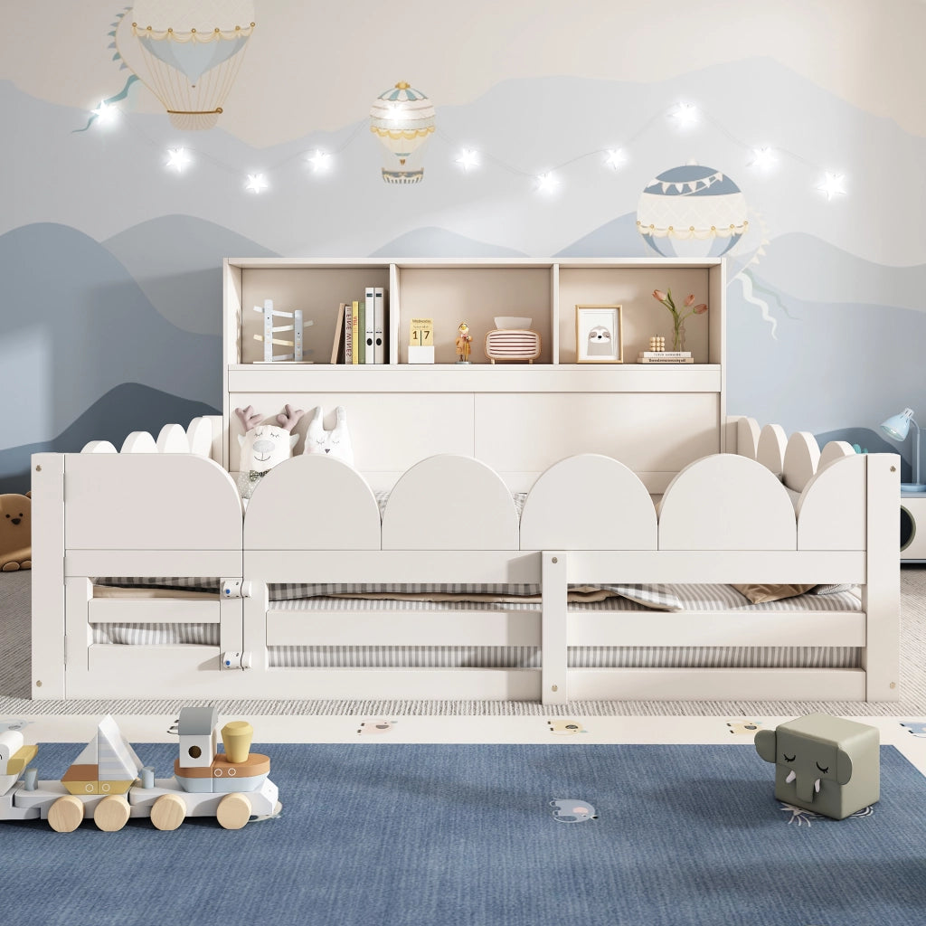 LETTO Boden 140x190 cm Bianco in Legno con Sponde e Regalino