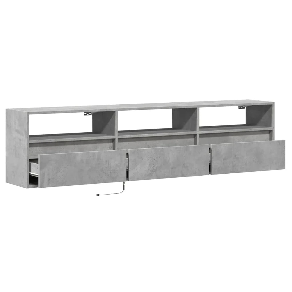 Mobile TV multimediale scaffale TV credenza mobile TV sala da pranzo soggiorno camera da letto montaggio a parete con illuminazione a LED 180 x 31 x 45 cm grigio 02_0027817