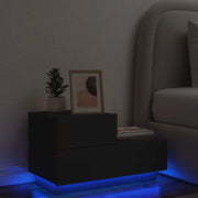 Comodino con Luci LED-Tavolino da notte Nero 70x36x40,5 cm