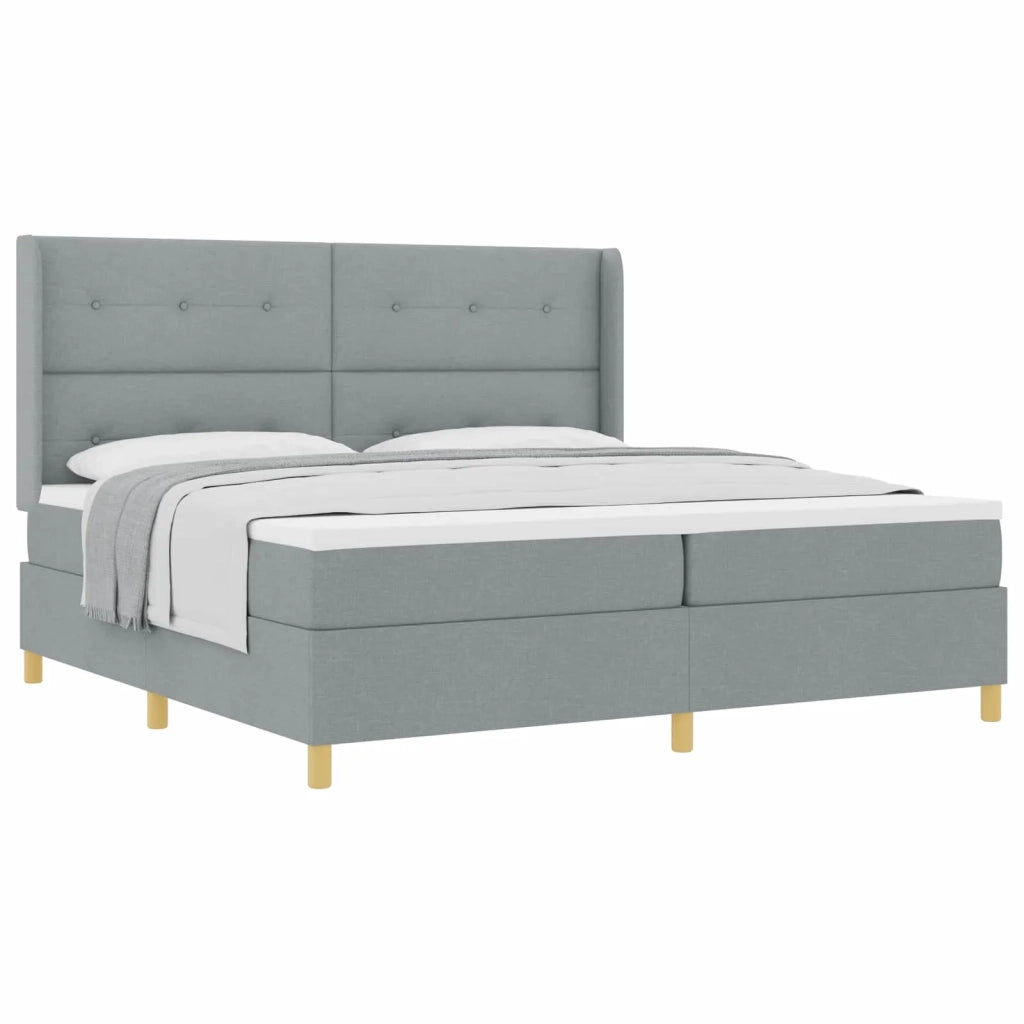 Letto a molle con testiera Grigio chiaro 200 x 200 cm Tessuto 3341854