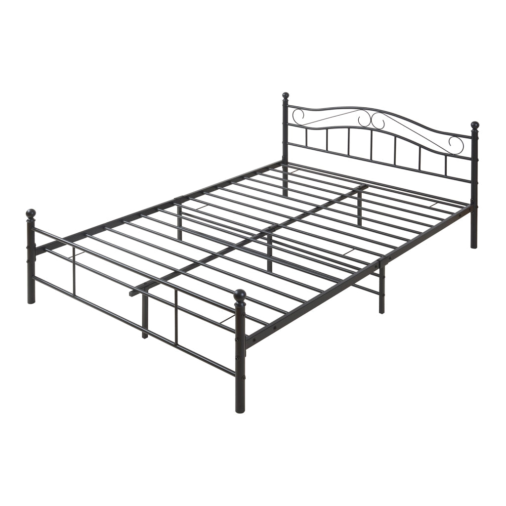 Letto Francese Florenz in Acciaio con Testiera Alta Decorativa 140 x 200 cm Nero [en.casa]