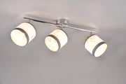 DAVOS BARRA 3 SPOTS ORIENTABILI METALLO CROMATO PARALUMI BIANCO E GRIGIO L. 58CM ATTACCO E14