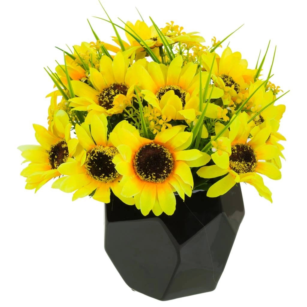 Vaso in ceramica con bouquet di fiori 32x32x28h