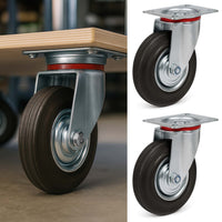 Set 2x ruote piroettanti, rivestimento in gomma piena, Rotella 200mm max 150kg con nucleo in metallo