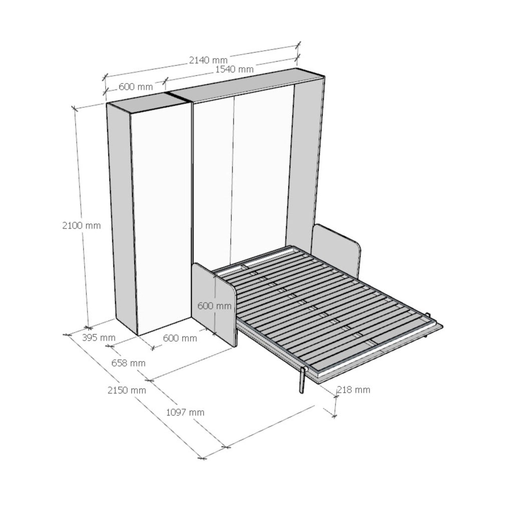 Letto 140 Sofà Kentaro Bianco Frassino con colonna sx-dx