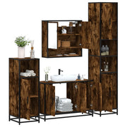 vidaXL Set Mobili da Bagno 4 pz Rovere Fumo in Legno Multistrato