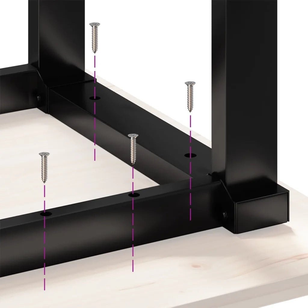 Tavolo da Pranzo Telaio a O 80x50x75,5 cm Legno Pino e Acciaio