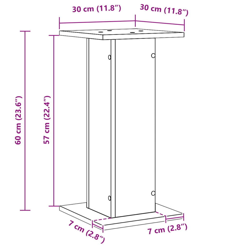Supporti per altoparlanti  2 pz Rovere Nero 30x30x60 cm Legno ingegnerizzato