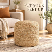 Handmade Jute Pouf, 40 X 45 Cm