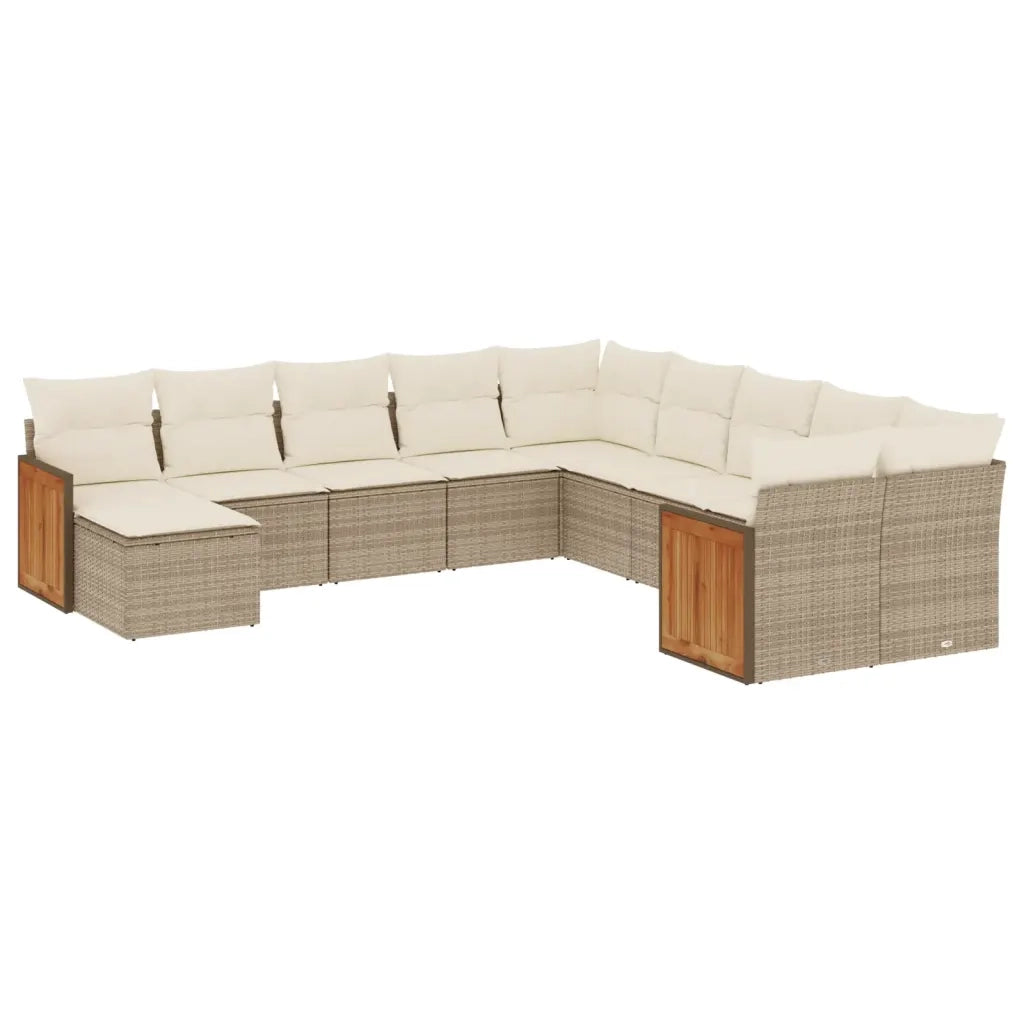 Set Divani da Giardino 11 pz con Cuscini Beige in Polyrattan 3260651