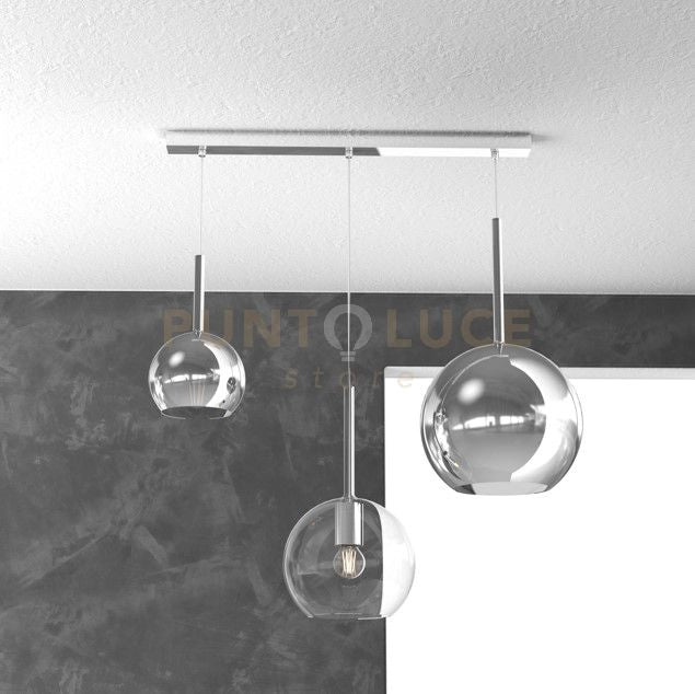 SOSP. CROMO RETTANGOLARE 3 LUCI VETRI (GRANDE CR + MEDIO TR + PICCOLO CR) 1155CR-S3 RMIX-TC