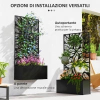 Fioriera Rialzata con Traliccio Decorativo per Rampicanti, da Terra e Parete, 61x23x113 cm, Nero