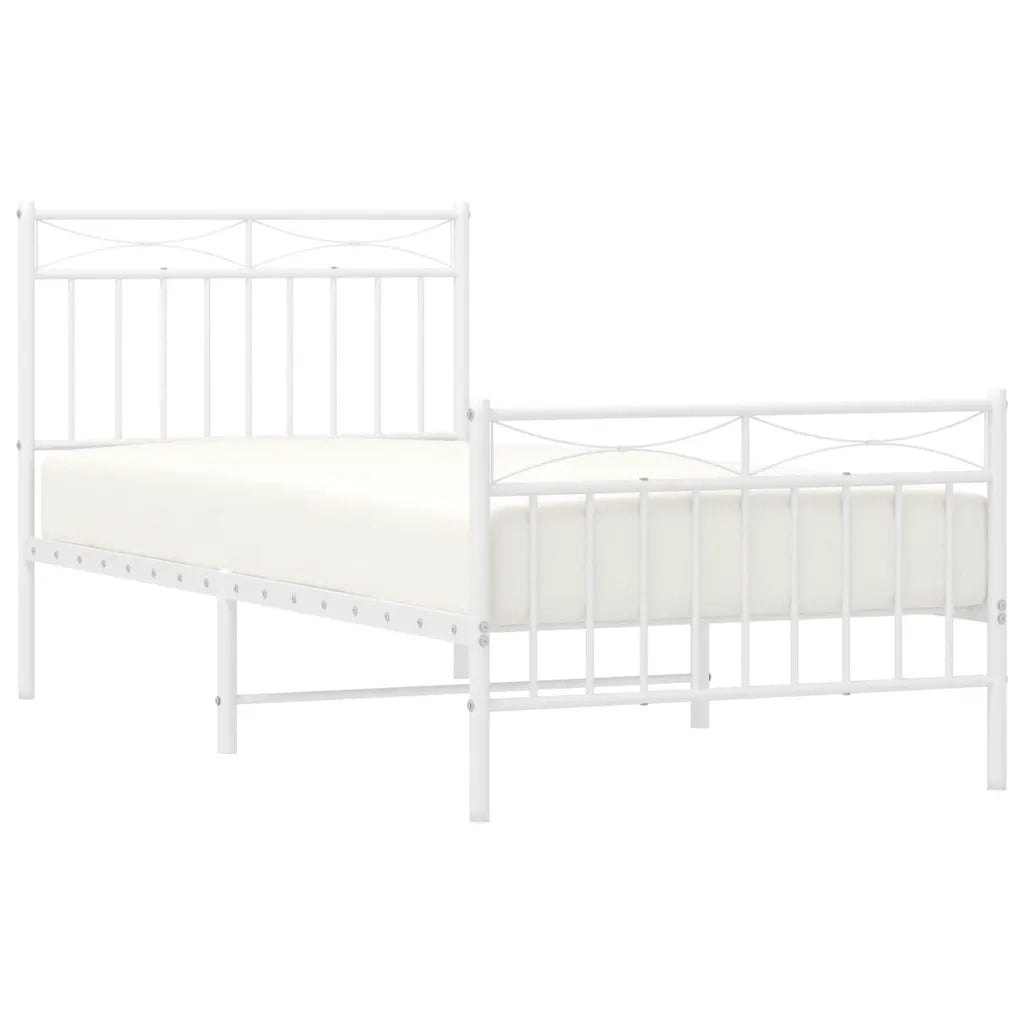 Giroletto con Testiera e Pediera Metallo Bianco 90x190 cmcod mxl 107914