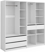 Armadio Elmo, Bianco, 200 x 200 cm Set di 2, per una conservazione flessibile di diversi capi di abbigliamento