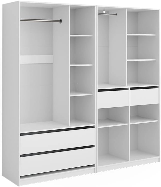 Armadio Elmo, Bianco, 200 x 200 cm Set di 2, per una conservazione flessibile di diversi capi di abbigliamento
