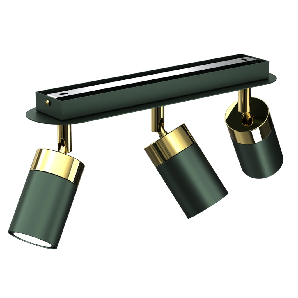 Plafoniera Milagro Joker 3 luci GU10 metallo verde oro