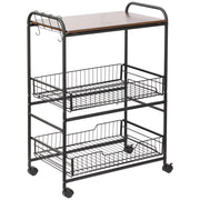 Carrello da cucina 3 livelli ¨C zephmum ¨C 60x38x85,5 cm, noce