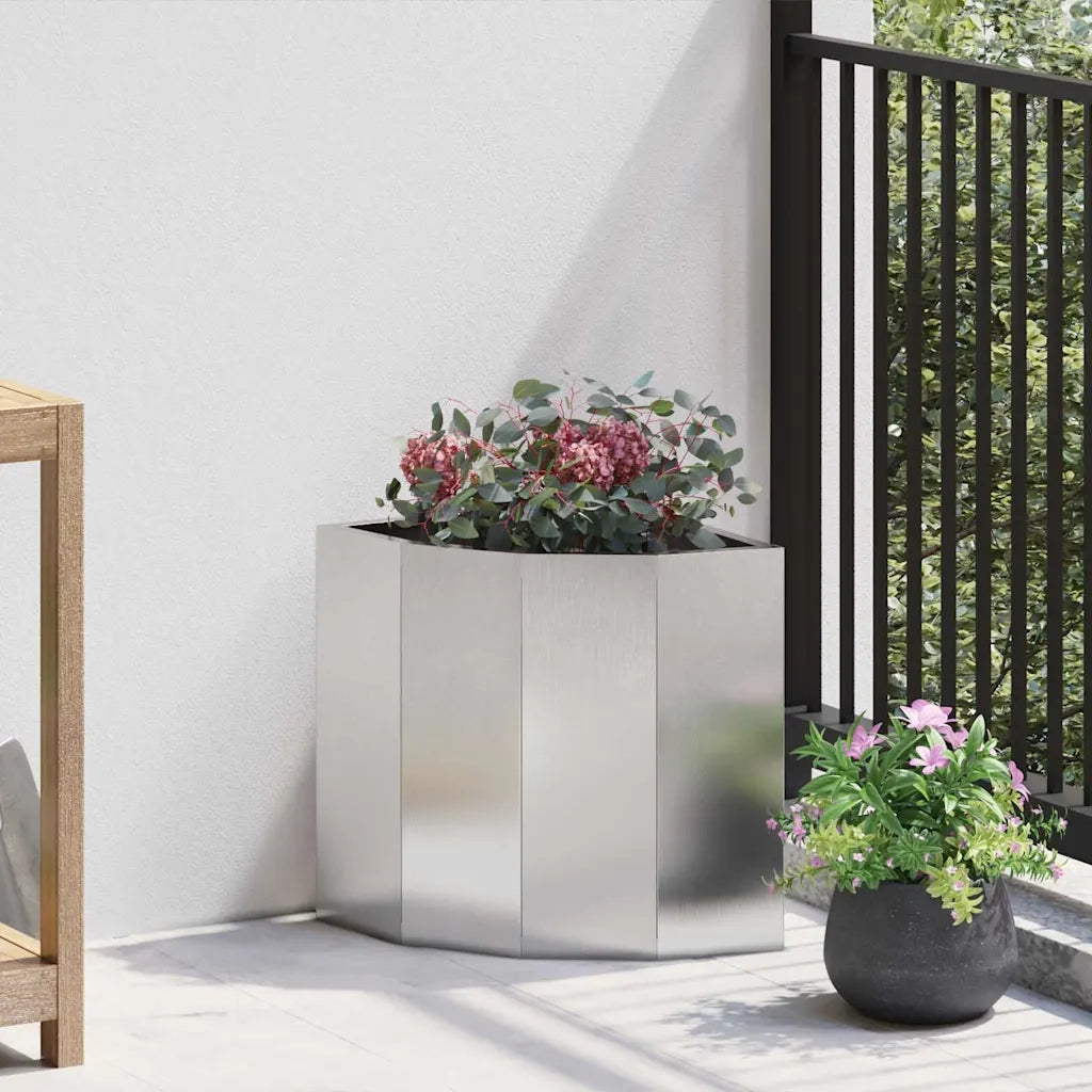 Fioriere | Cassetta per fiori | Vaso d'angolo Argento 30 x 30 x 35 cm Acciaio inossidabile