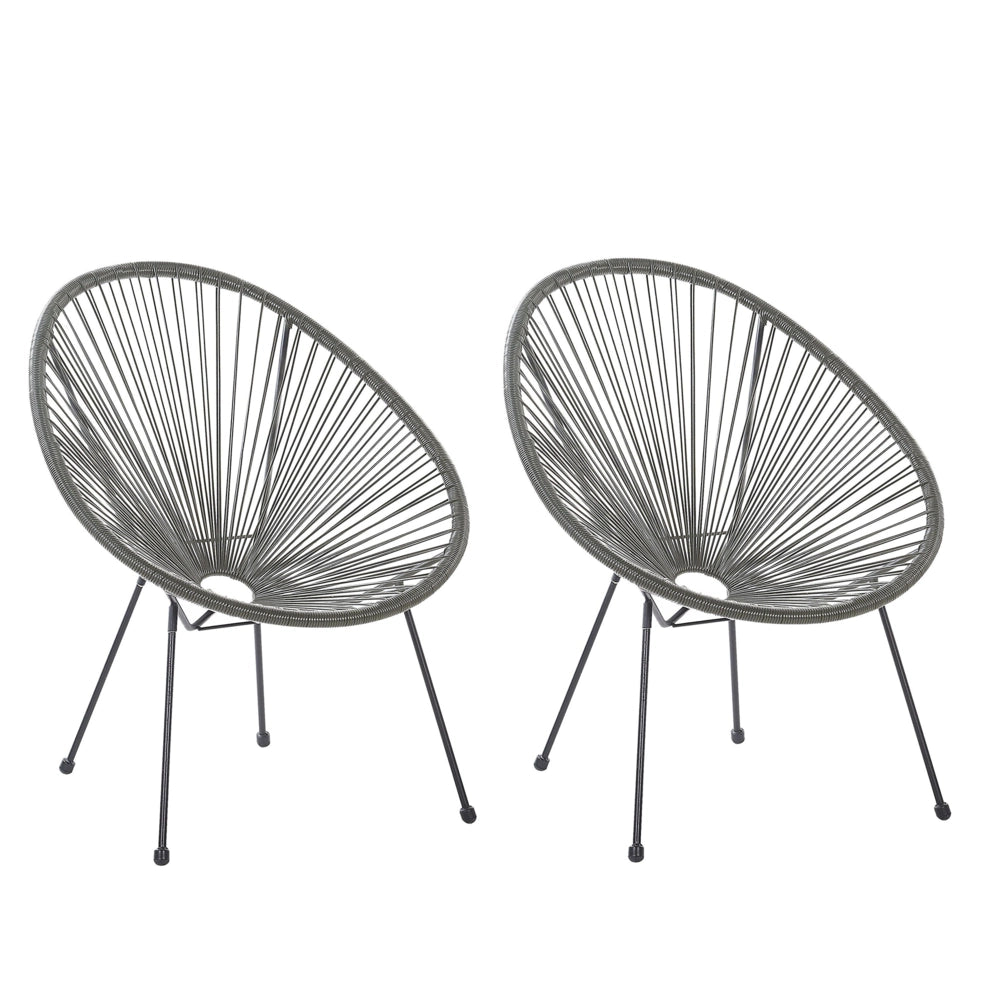 Set di 2 sedie da giardino Papasan in rattan sintetico grigio scuro moderno