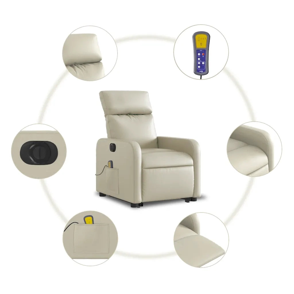 Poltrona Alzapersona Elettrica Reclinabile Crema in Similpelle 3206771