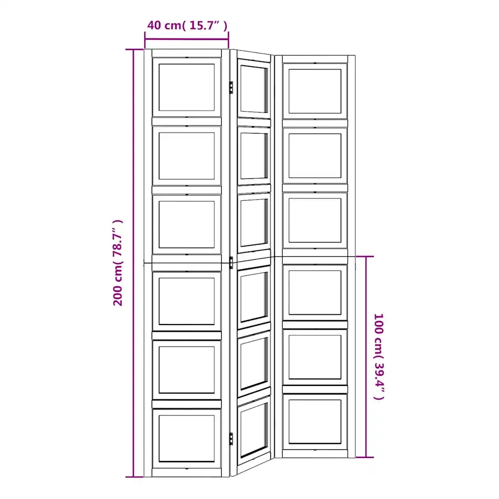 Divisorio Ambienti | Divider per stanze | Paravento 3Pannelli Bianco Legno Massello di Paulownia