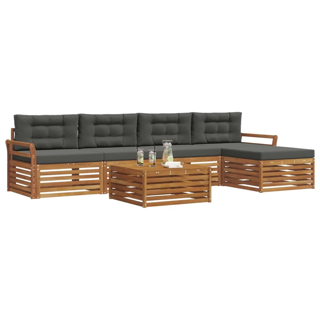 Set di divani da esterno con cuscino 6 pcs Naturale e Antracite