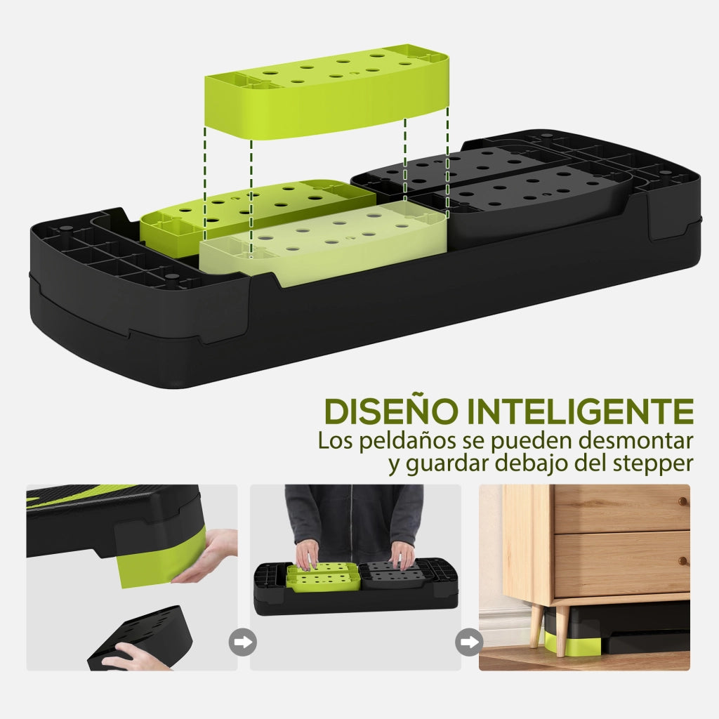 Step Aerobico Regolabile 3 Livelli ¨C zephmum ¨C Verde 80x31x20 cm