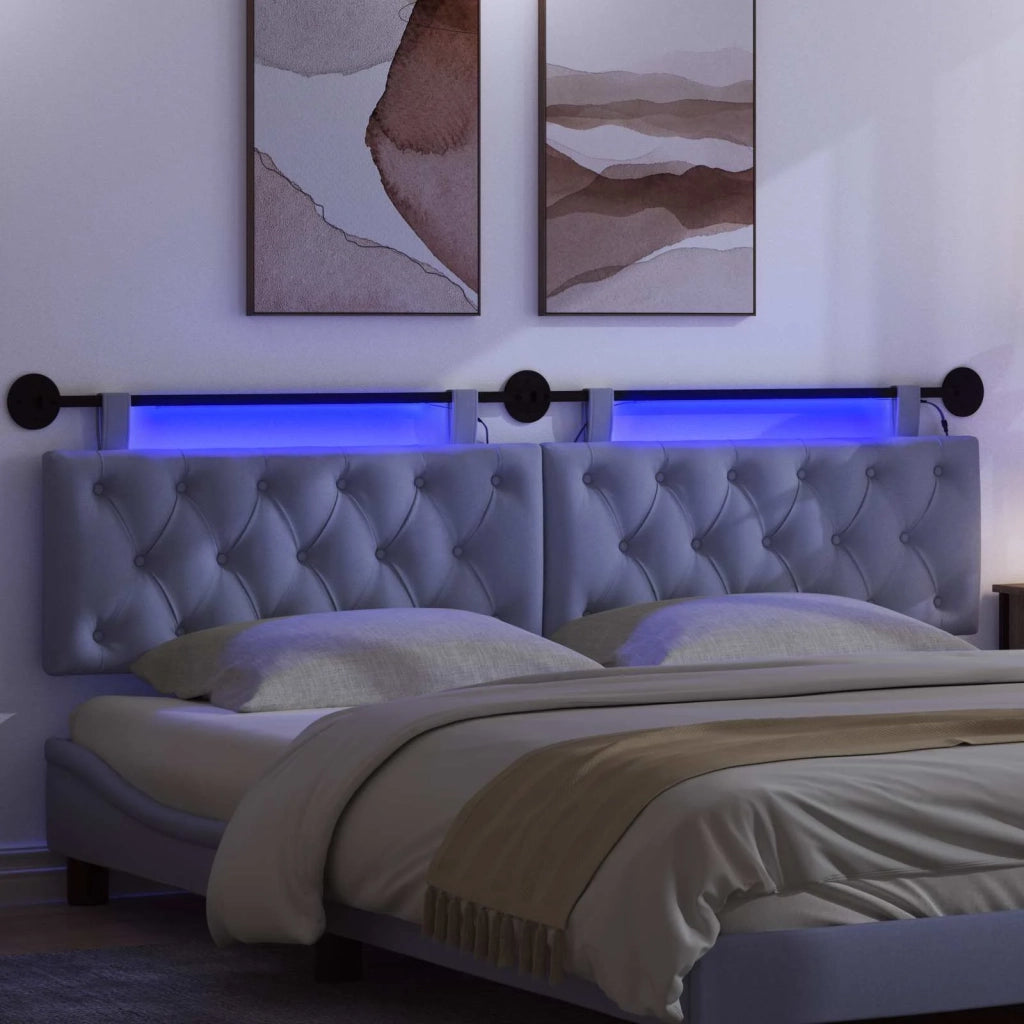 Testiera | Testata sospesa Con luce LED Blu jeans Tessuto