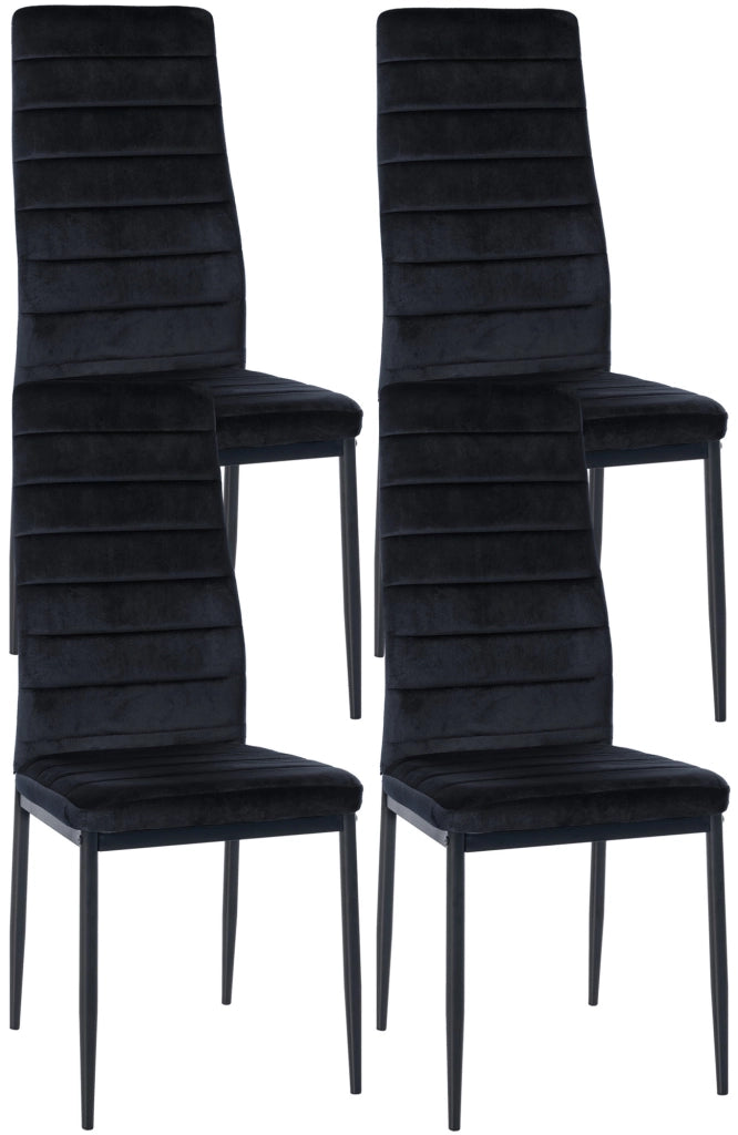 Set di 4 sedie da pranzo Mayfair nero,Velluto