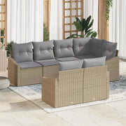 Set di divani con cuscino 7 pcs Beige polyrattan