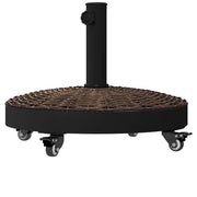 BASE PER OMBRELLONE DA GIARDINO ROTONDA A 4 RUOTE CON FRENI IN ACCIAIO E RESINA  Ø 52X41 CM BRONZO E NERO